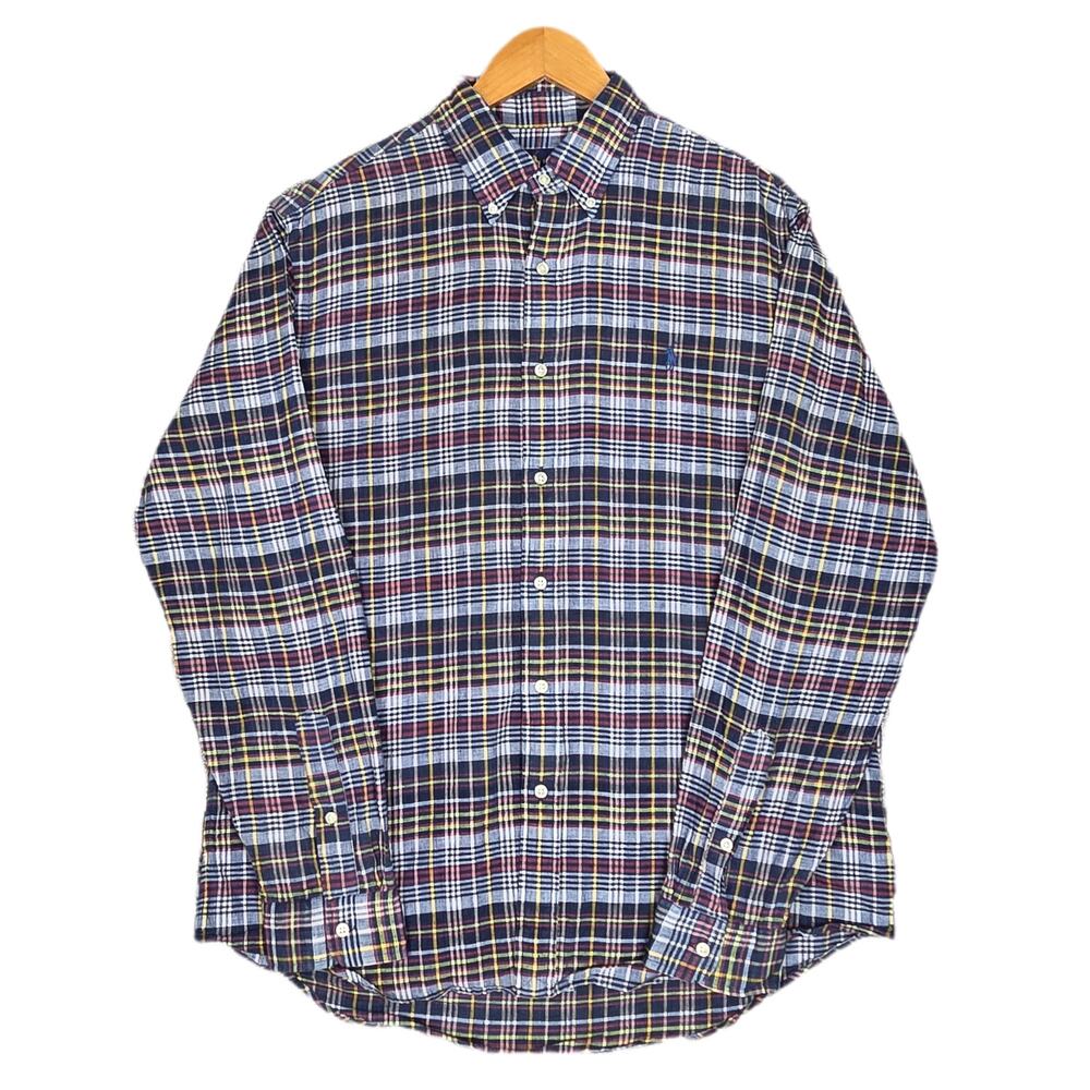 RALPH LAUREN MULTICOLOR PLAID BUTTON‑DOWN SHIRT – 100% COTTON – SIZE LARGE